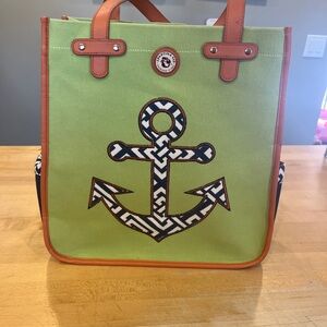 Green Tote Bag with Anchor Design